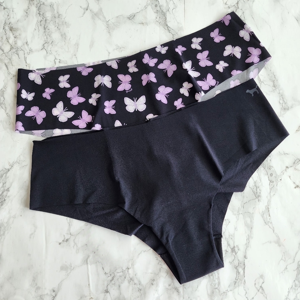 2 VS pink no show cheekster Tanga Butterflies Panties  Size XL | XLARGE 2 Pack